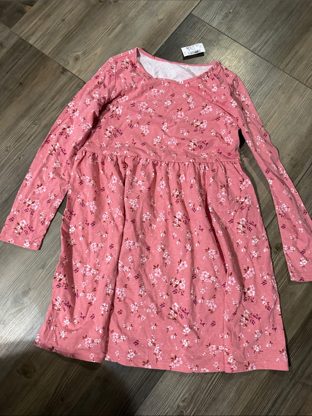 NWT size 10/12 The Children's Place Rose Pink Floral Long-Sleeve Casual Dress